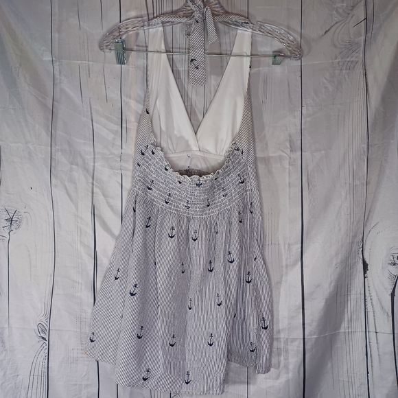 Lucy Love Blue and White With Anchors Halter Style Top - Picture 6 of 12